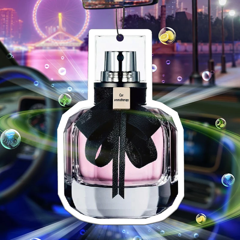 Pink perfume bottle bow car incense car perfume perfume stick fragrance pendant out of the wind mouth bag