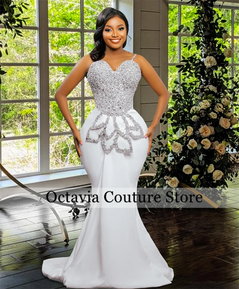 Elegant White Sweetheart Beach Wedding Dresses 2024 Bead Crystal Rhinestone Formal Gown vestidos de fiesta Customized