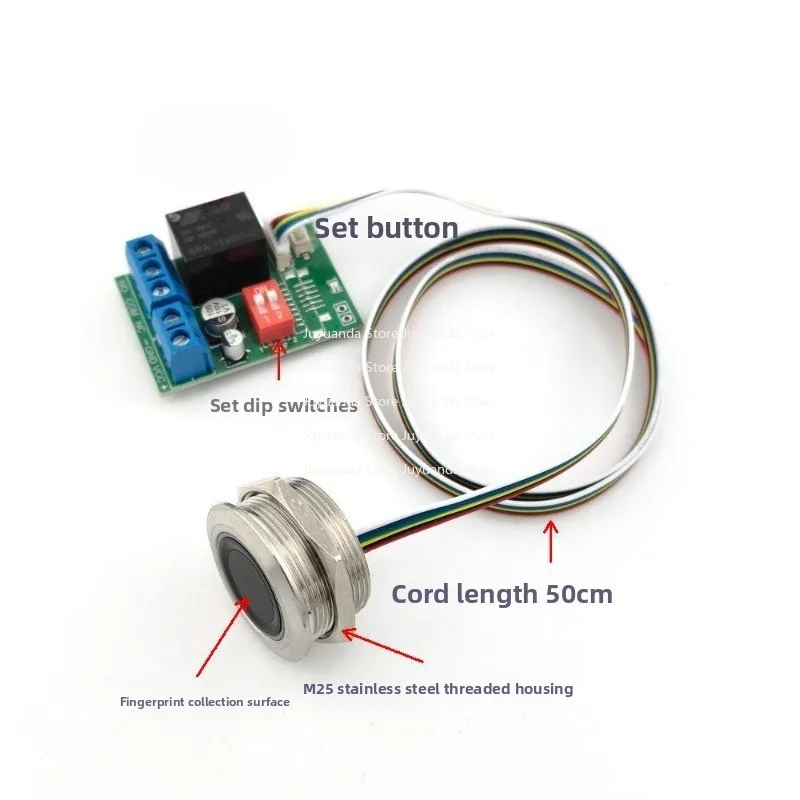 KS201 Fingerprint Recognition Control Switch Relay Output, Stainless Steel Threaded Housing Capacitor Fingerprint Head