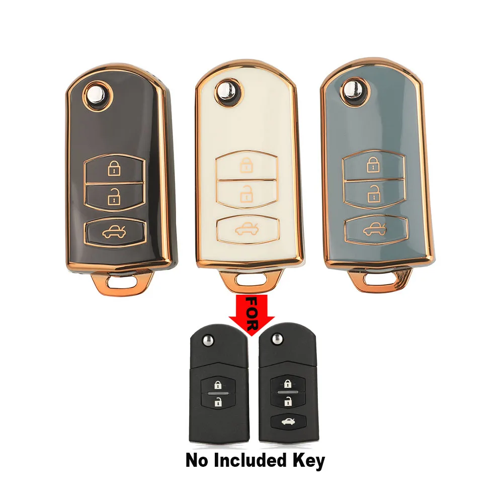 jingyuqin Remote New Arrival TPU Car Key Case Fob For Mazda 2 3 5 6 CX-7 CX-9 MX-5 Part Flid Folding 3 Color
