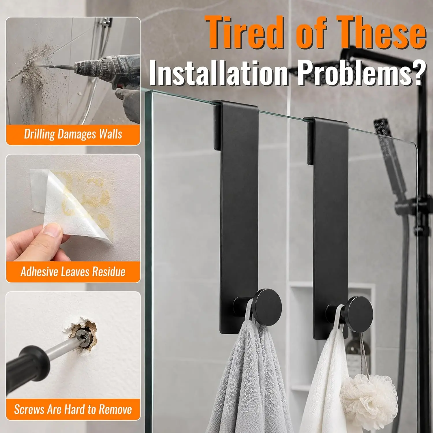 2 stainless steel shower hooks, towel hooks, yukata hooks, heavy-duty and durable shower rack, bathroom storage rack view 2