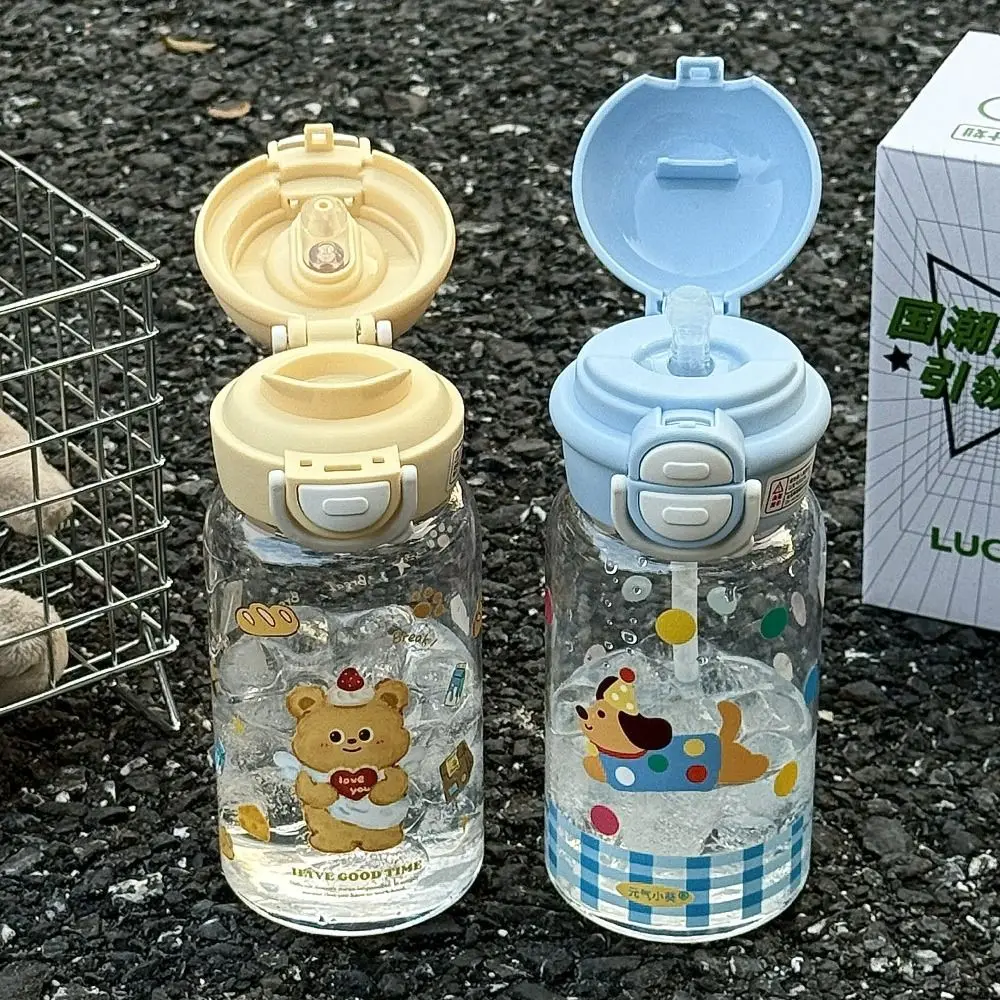 

With Lid Straw Milk Plastic Cup Butter Bear Leakproof Water Straw Bottles Fall Prevention 500ml Pochacco Water Bottle Bubble Tea