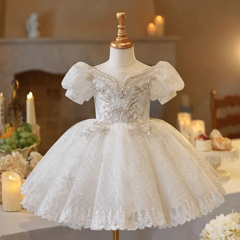 

Детское элегантное бальное платье принцессы для выступлений на фортепиано, милое свадебное платье для девочек на день рождения g352