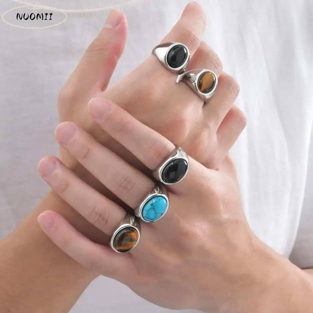 القوطية الشرير الصخرة الفولاذ المقاوم للصدأ حجر العين خاتم حساسة الصقيل الدائري العصرية مبالغ فيها البيضاوي البنصر هدايا الحفلات