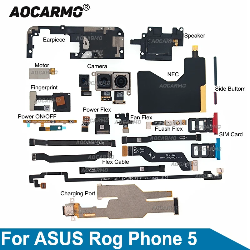 Aocarmo Fingerprint Flash Light Sensor Power Flex For ASUS ROG Phone 5 ROG5 ZS673KS MainBoard Connector Small Bard Flex Cable