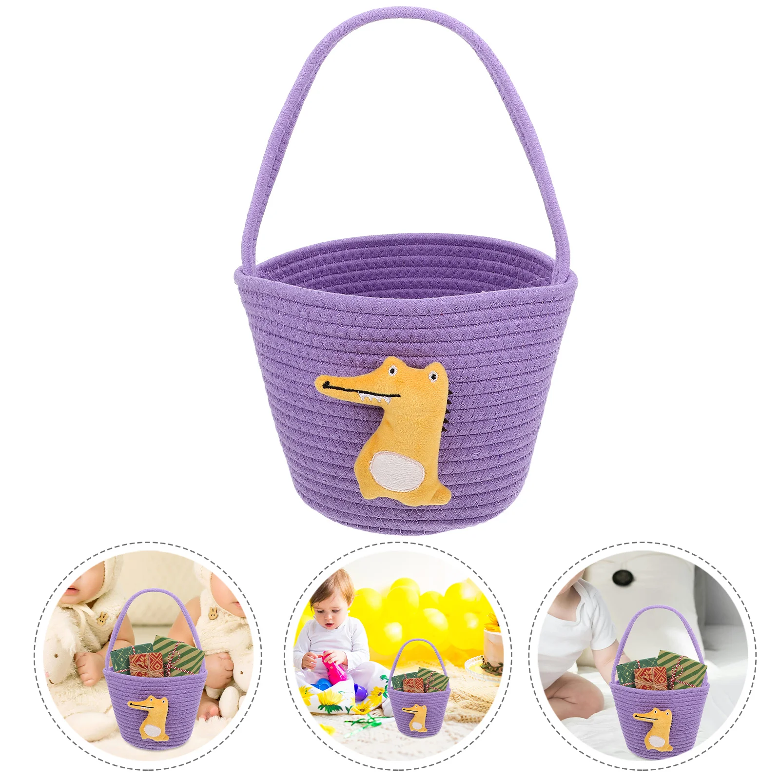 

Woven Basket Small Storage Basket With Handle For Wedding Candy Party Favor Gift Use Cotton Rope Handheld Baskets