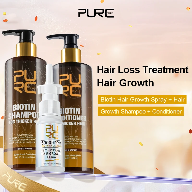 

Biotin Hair Spray Growth Shampoo Conditioner Set for Collagen Thicken Longer Fast Regrowth Hair Treatment Anti Hair Loss Care