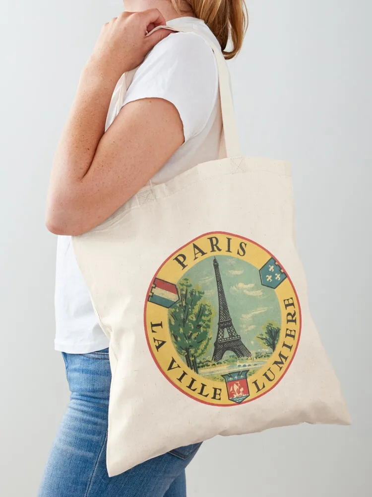 

Paris France Eiffel Tower Vintage Travel Decal Tote Bag Large bags for women Lady bag tote bag screen