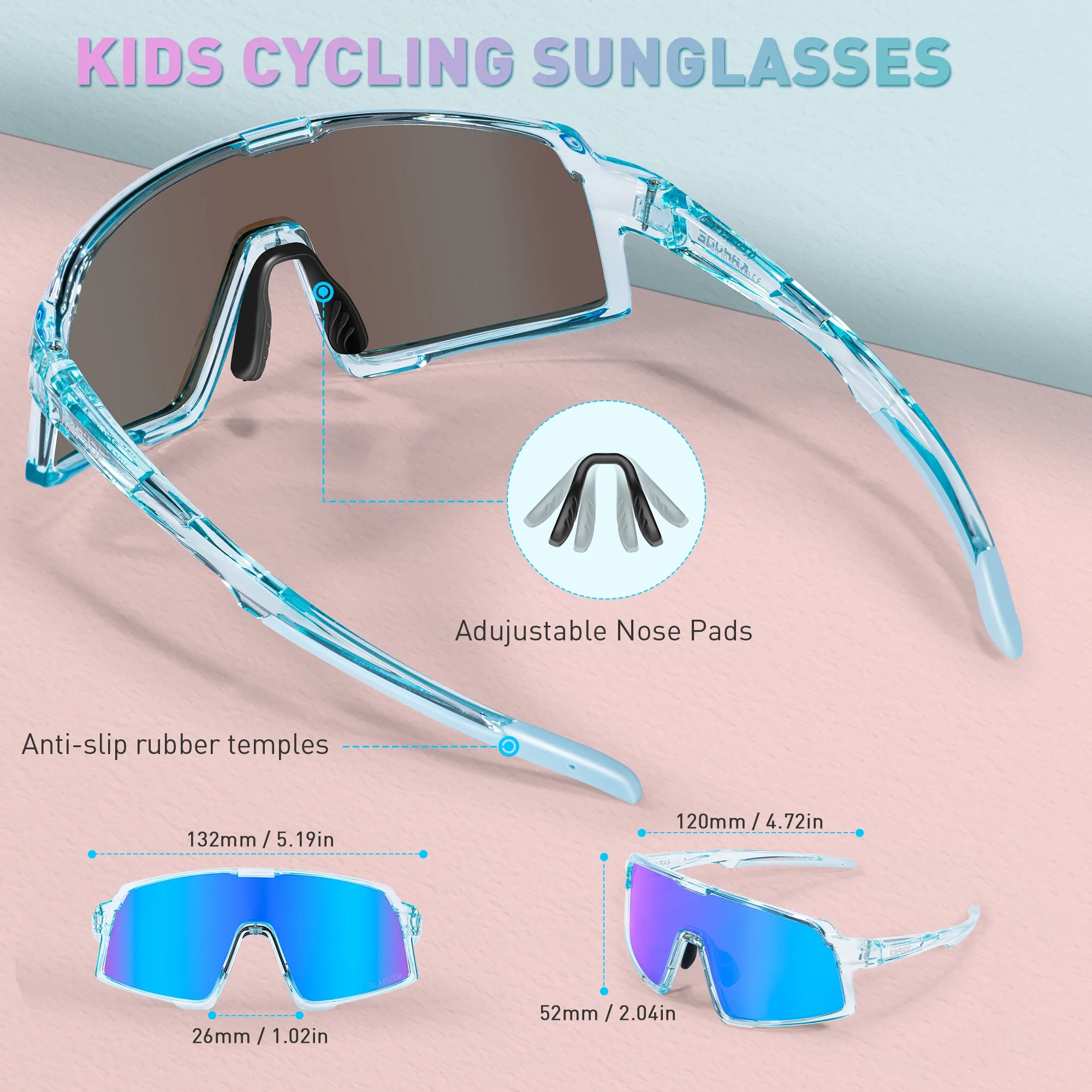 KAPVOE gafas de sol polarizadas para pescar, gafas de ciclismo para niños y niñas UV400, equipo de bicicleta para niños, gafas para deportes al aire libre para acampar y Golf