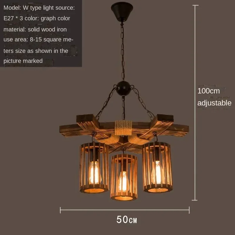Industrial Retro Hemp Rope Chandelier Bar Restaurant Barber Salon Hot Pot Clothing Store Pendant Lamp Wood Light Droplight