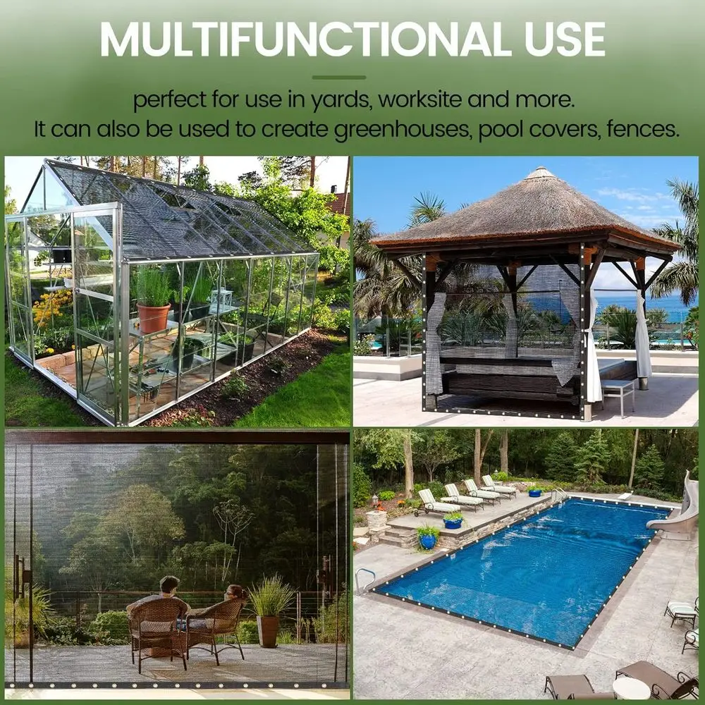 أقمشة شبكية سوداء محبوكة شديدة التحمل مكونة من 9 إبر مع حلقات للدفيئات الزراعية والحدائق والعريشة وحمامات السباحة والشاحنات القابلة للتنقل - MT0816BL