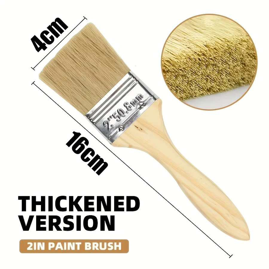 20Pcs Pig Mane Brushes Wooden Handle Art Craft Brush for Plastering Painting Glue Application