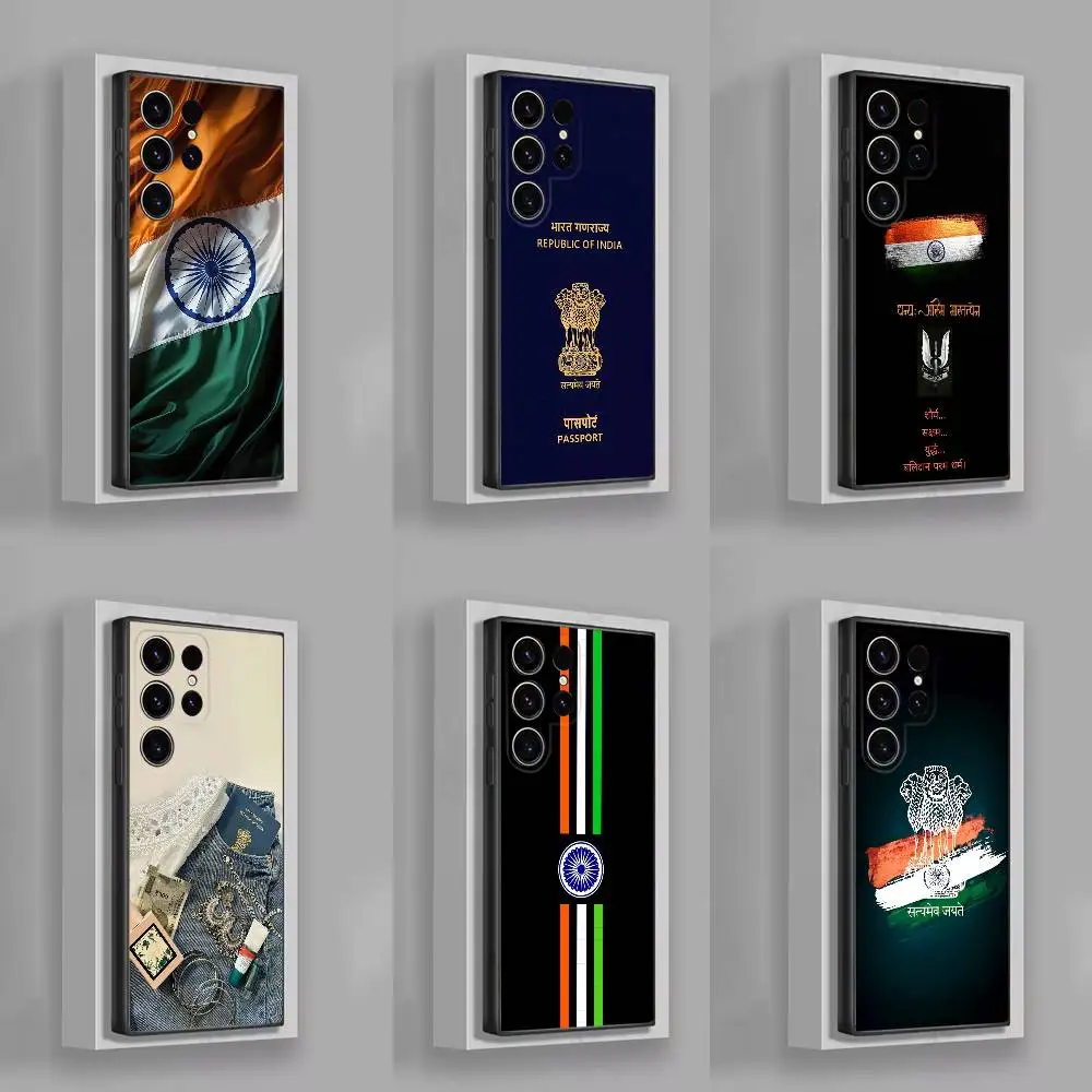 

Indian India Passport Flag Phone Case For Samsung S25,S24,S21,S22,S23,S30,Ultra,S20,Plus,Fe,Lite,5G Black Cover