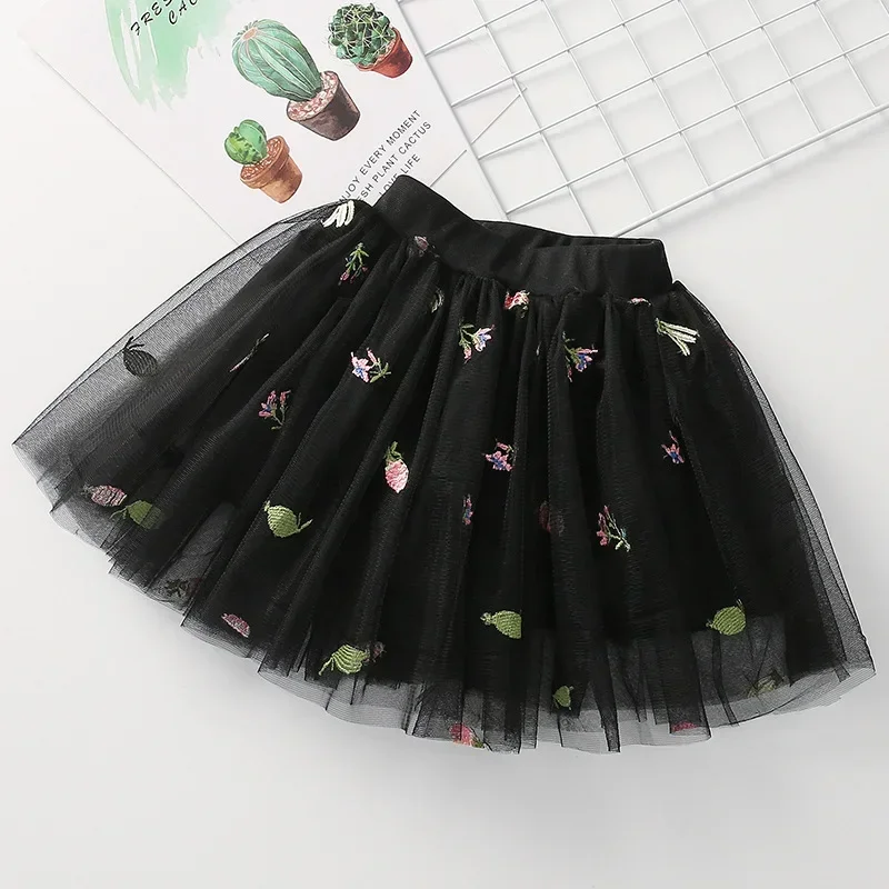 

Girls Skirts Short Beauty Girl Yarn Skirts Baby Kids Girls Puff Skirts Summer Mesh Embroidered Princess Skirt Children Clothes