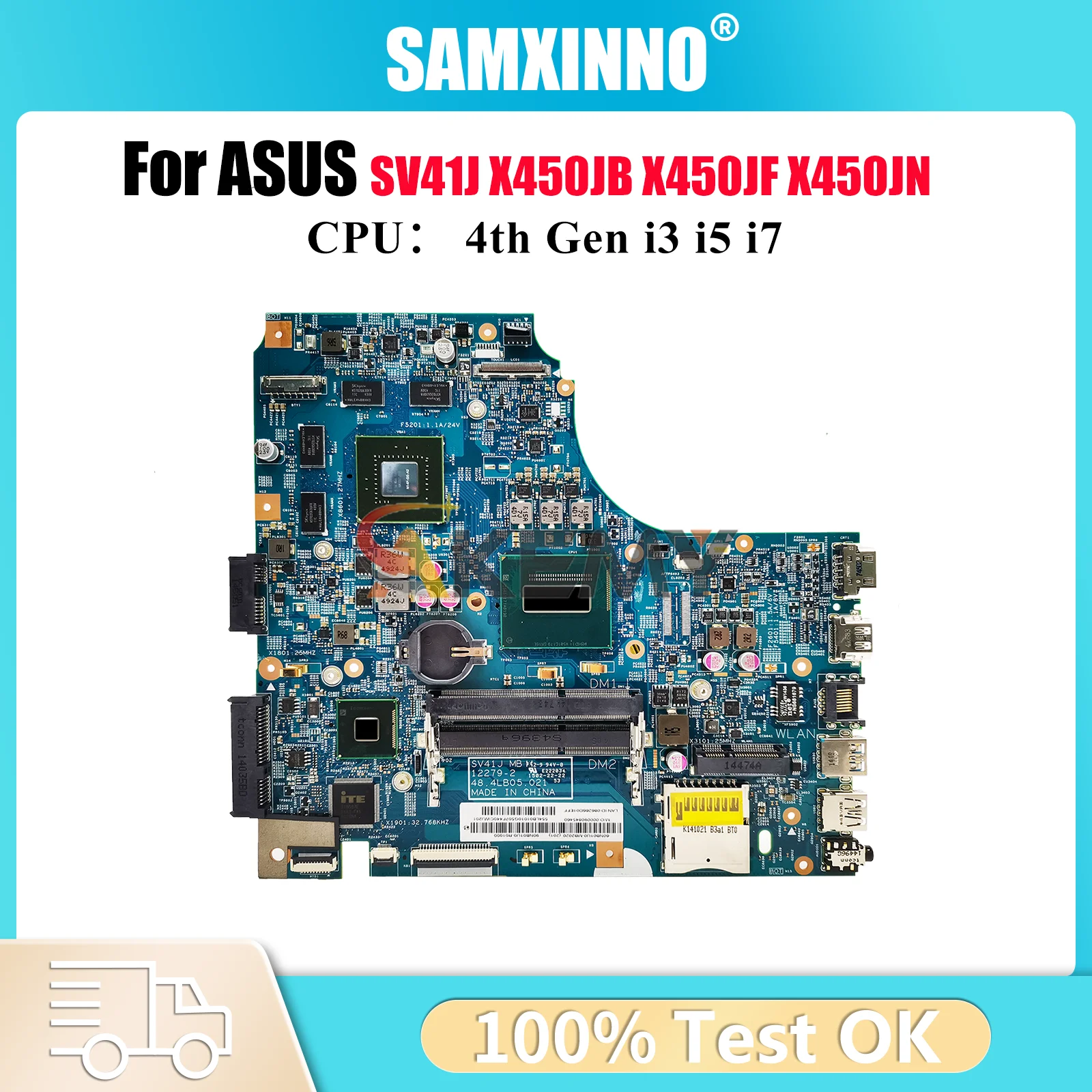 

X450JF Laptop Motherboard For ASUS VivoBook X450JN X450JF X450JB SV41J X450J K450J A450J Notebook Mainboard With i3 i5 i7 CPU
