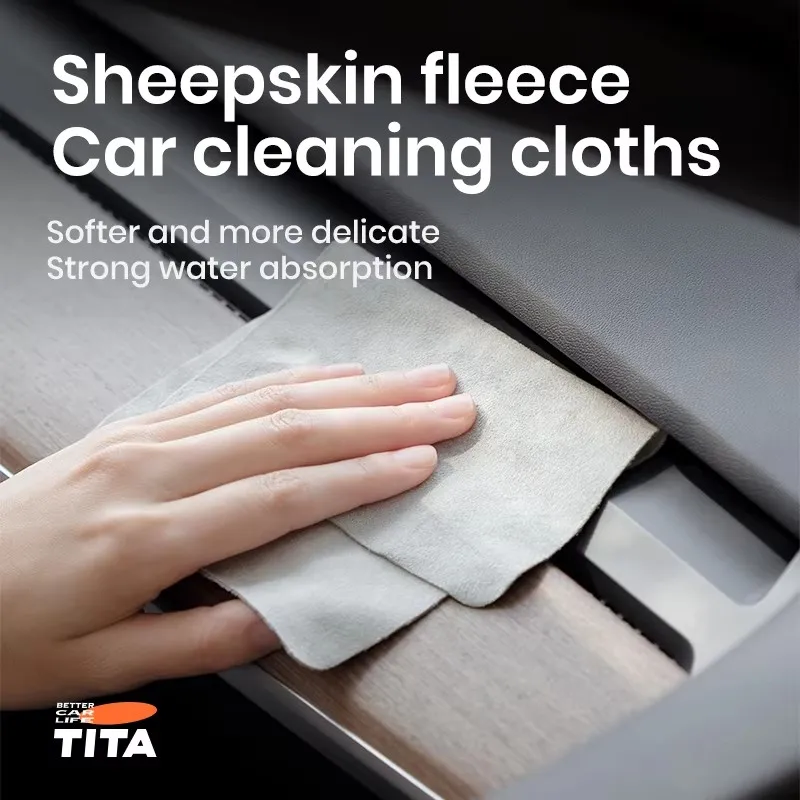 Auto Care Genuine Sheepskin Wipe Cloth Suede Polishing Rag Car Wash Cleaning Towel for Vehicle Detailing