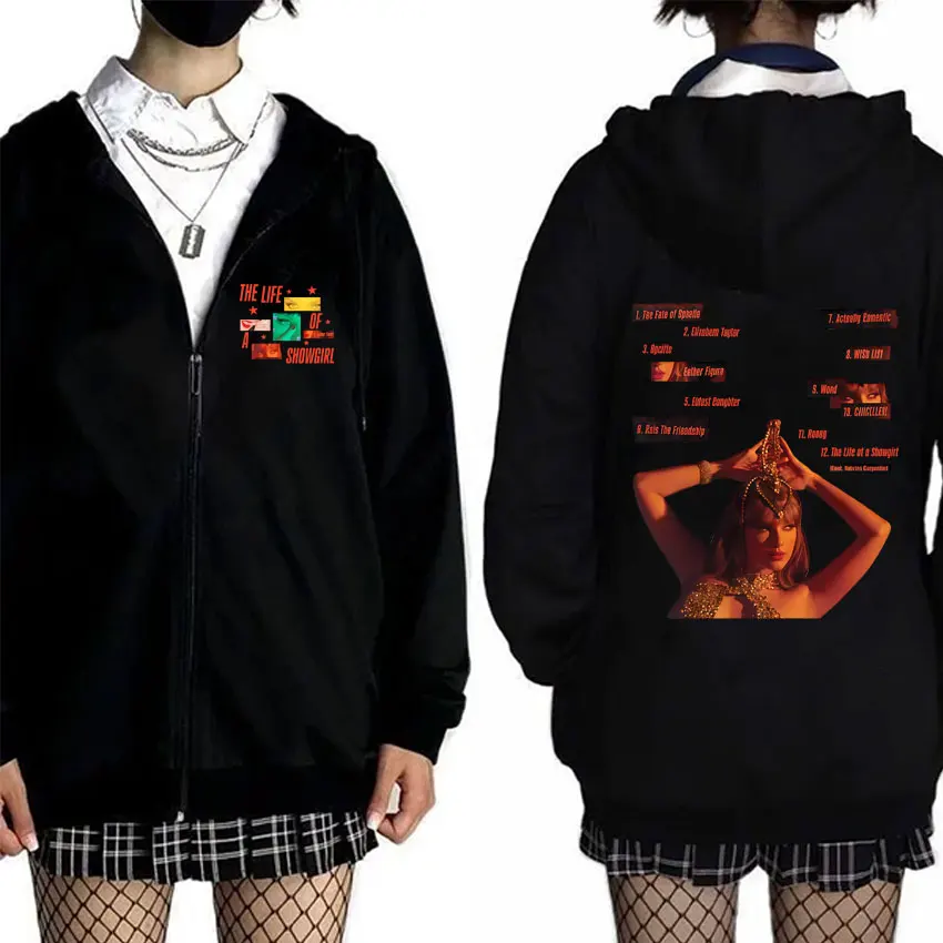 

The Life of A Showgirl Album 2025 Merch Zipper Hoodie Men Women Fashion Pop Music Streetwear Male Casual Oversized Zip Up Jacket