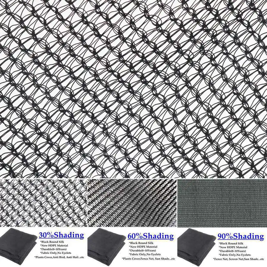 New 30~90% Shading Black Round Silk HDPE Mesh Fabric Agriculture Mono Sun Shade Net Garden Plants Cover Netting