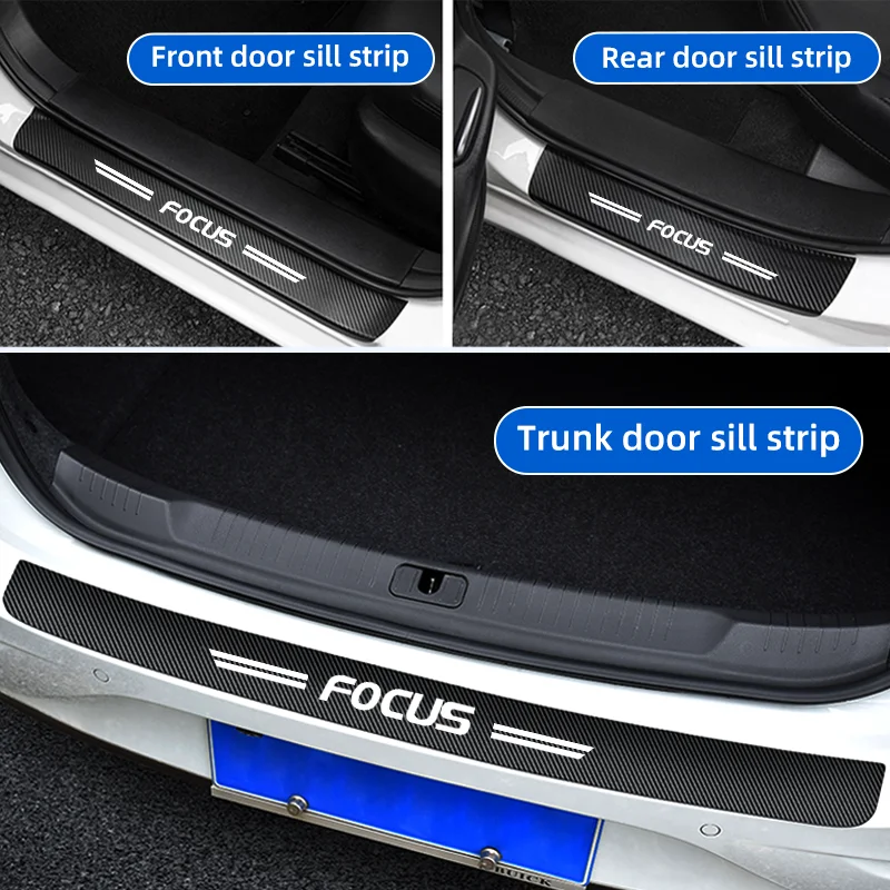 Carbon Fiber Car Door Sill Sticker Auto Door Threshold Protect Strip For Ford Focus 2 MK2 MK3 MK1 MK4 RS ST 2005-2011 Accessory