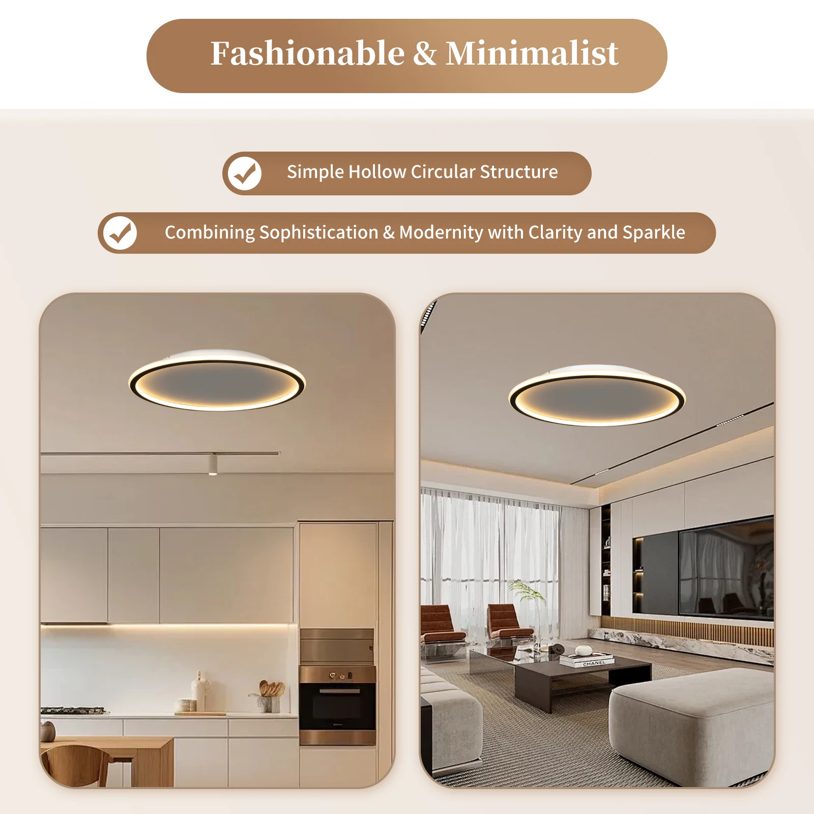 Modern LED Ceiling Light Flush Mount Living Room Bedroom Round Chandelier Lamp