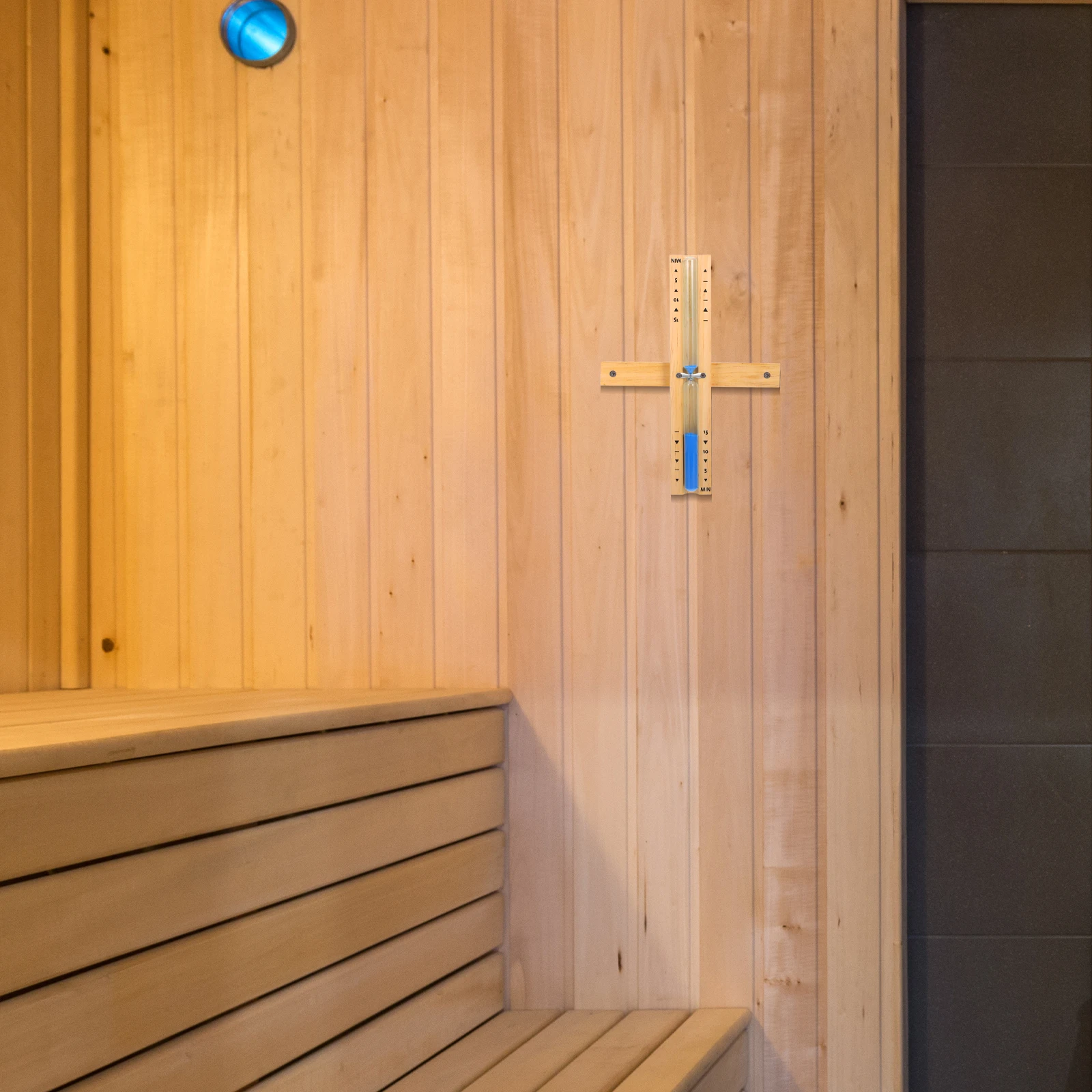

Wooden Sauna Hourglass Timer 15 Minute Clear Glass Tube Time Reminding Device for Dry Steam Room Household Use