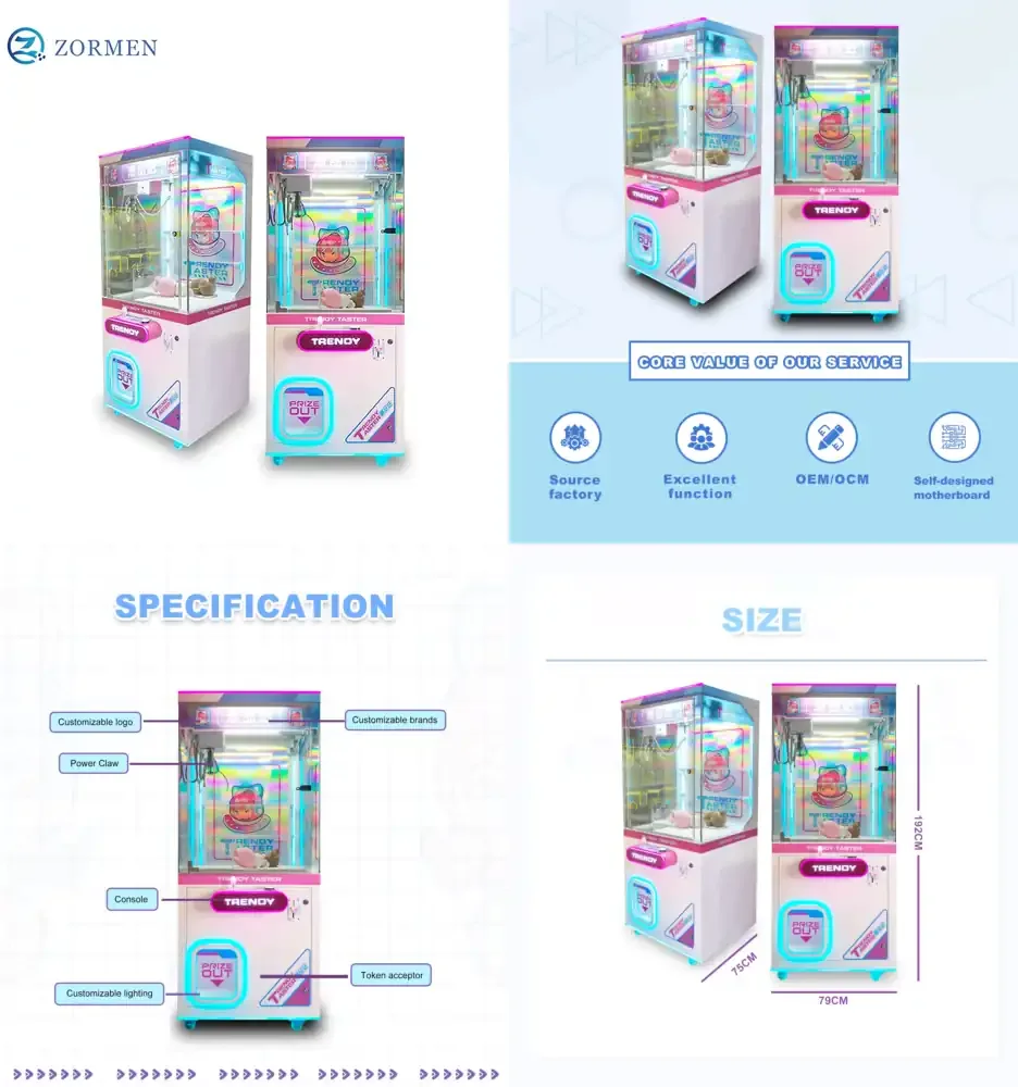 

Claw Machine Arcade Toy Game Doll Vending Machine Coin Operated Mini Gift Indoor Crane Game for Kids Token Machine