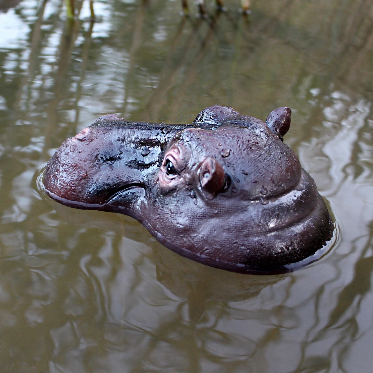 1 Floating Hippopotamus Head on the Water Surface, Creative Garden Pond Decoration Floating Animal Decoration, Resin Crafts