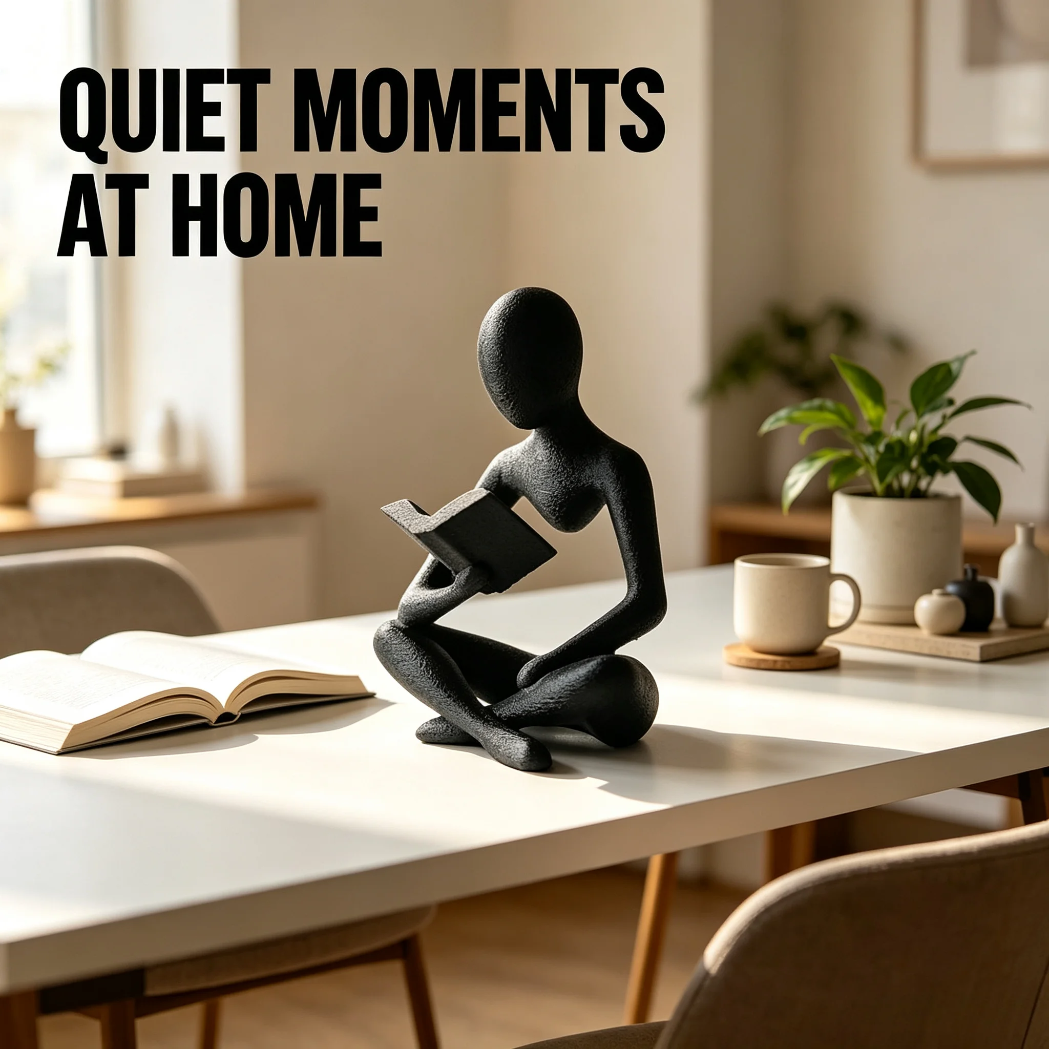 3D‑Printed Minimalist Abstract Reader Statue Ornament Modern Art Sculpture Home Office Desktop Decor Gift