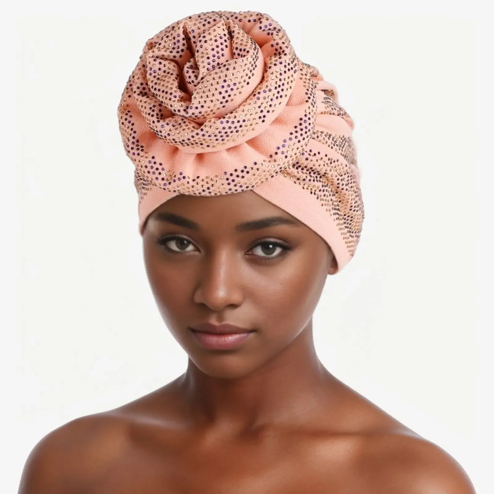 Leopard Diamonds Turban Cap Women\'s Fashion Head Wraps Bonnet Muslim Under Scarf Hat African Wrap Head Caps Turbante Mujer