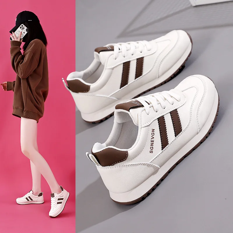 

Women Vulcanized Shoes Fashion New Versatile Leather Surface Soft Sole Anti Slip Sports Casual Forrest Gump Shoes