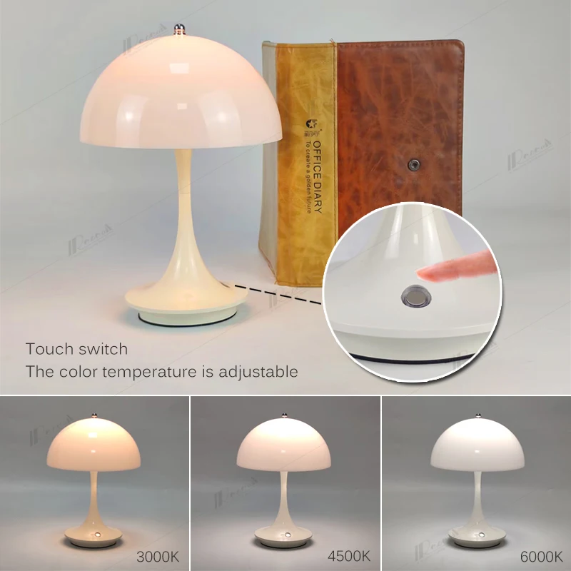 Rechargable USB Mushroom Desk Lamps Touch 3color Dimming Nordic For Bedside Hotle Decoration Bedroom Atmosphere Led Desk Lamps