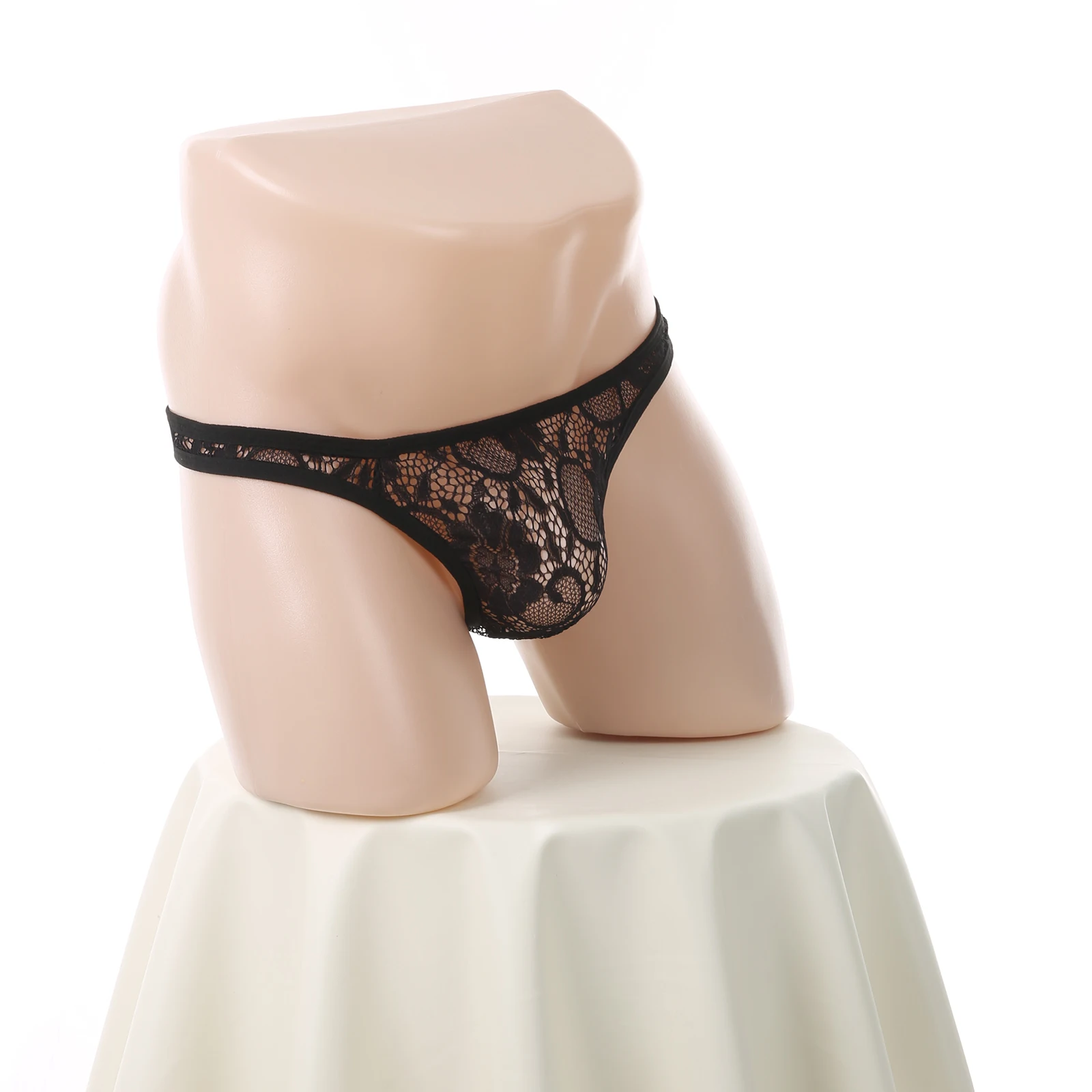 Sexy Thong Man Lace Underwear Men Tanga hombre Panties Sissy G String See through Lingerie T-Back U Pouch Brazilian Underpants