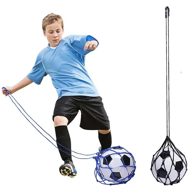 

Youth Football Self Trainer Kick Net Pocket Professional Outdoor Sport Nylon Net Basketball Bag Solid Mesh Soccer Ball Carry Bag