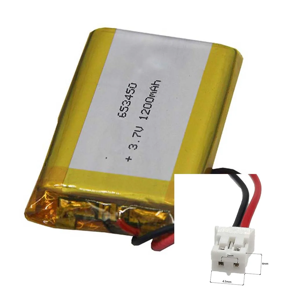 3.7V 1200Mah 653450 litowo-polimerowa bateria Li 2.0 JST 2Pin do aparatu MP3 inteligentny zegarek POWER BANK GPS MP4 TABLET