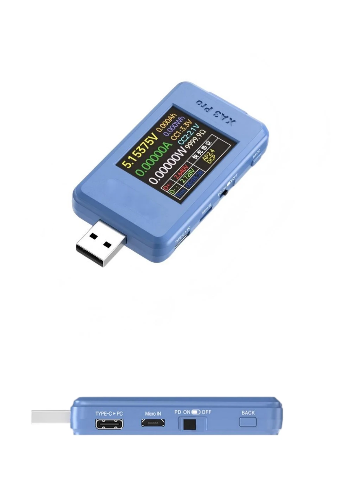 XA3 Pro 1.77-inch Color LCD Digital Multifunction Voltage, Current, and Power Meter with Fast Charging Protocol and USB Detector