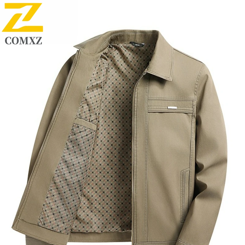 Pure Cotton Baseball Jacket Male Business Stand Collar Loose Fit Windproof Outerwear Spring Classic Lightweight Breathable Coat