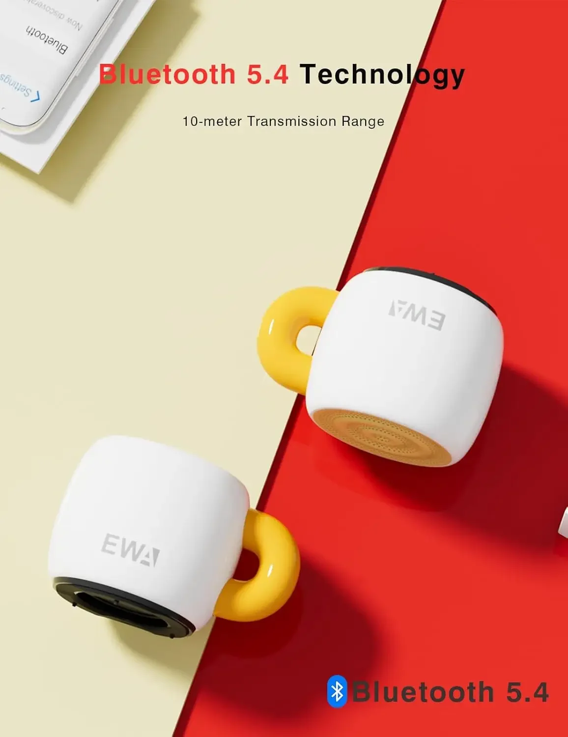 EWA A163 مكبر صوت بلوتوث صغير على شكل كوب إبداعي، مكبر صوت لاسلكي معدني مقاوم للماء IP67، مناسب للهدايا