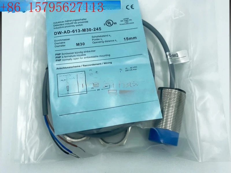 

Цилиндрический бесконтактный переключатель DW-AD-613-M30/-120/-245 трехпроводной постоянный ток PNP нормально открытый индуктивный датчик