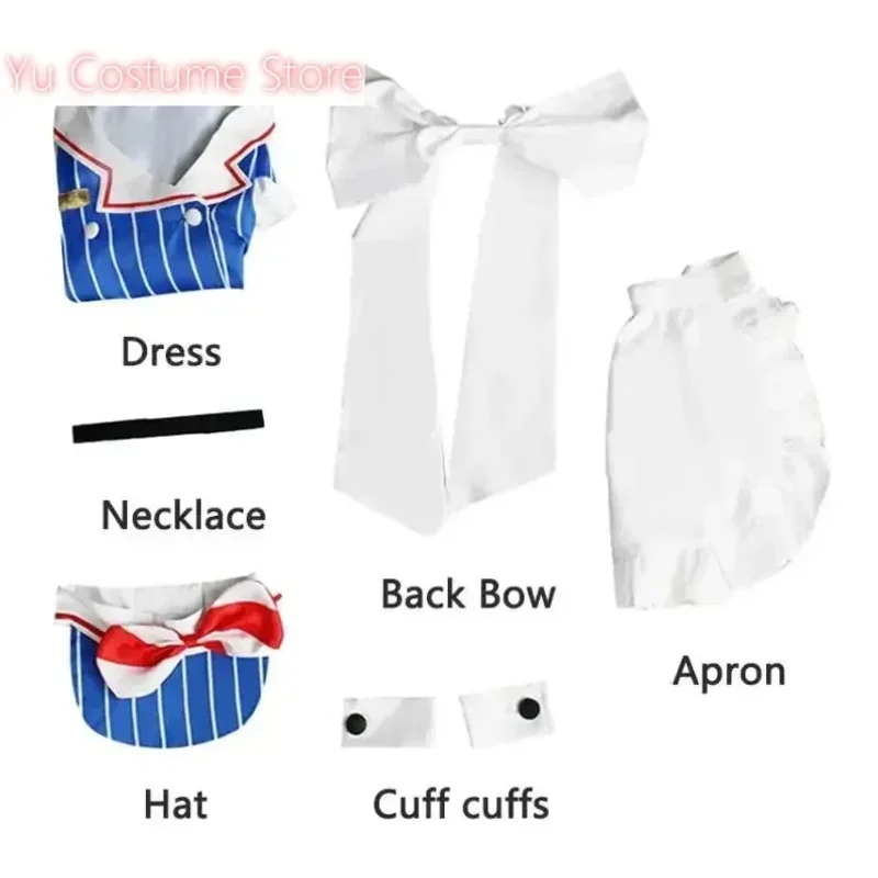 Miku أزياء تنكرية أنيمي Mesmerizer موحدة المرأة مخطط فستان خادمة قبعة المئزر دعوى هالوين عيد الميلاد Carniva4;v'5,f;6.j;8' #6