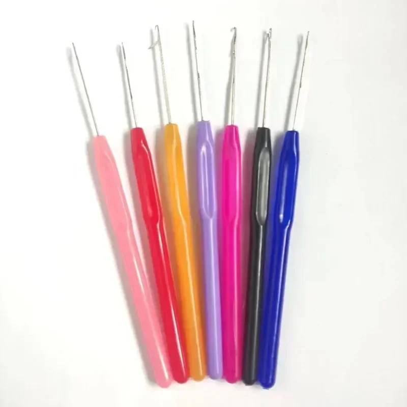 100 PCS Plastic Handle Hook Needle  Loop Pulling Needle Hair Extension Tools for Micro Ring Hair Extension