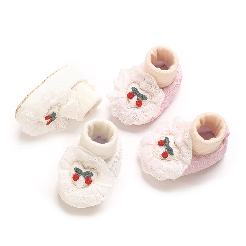 Autumn And Winter Women's Baby Socks And shoes 0-18M Newborn Cute Lace Border Decoration Baby Bow Socks Baby Socks Anti Slip