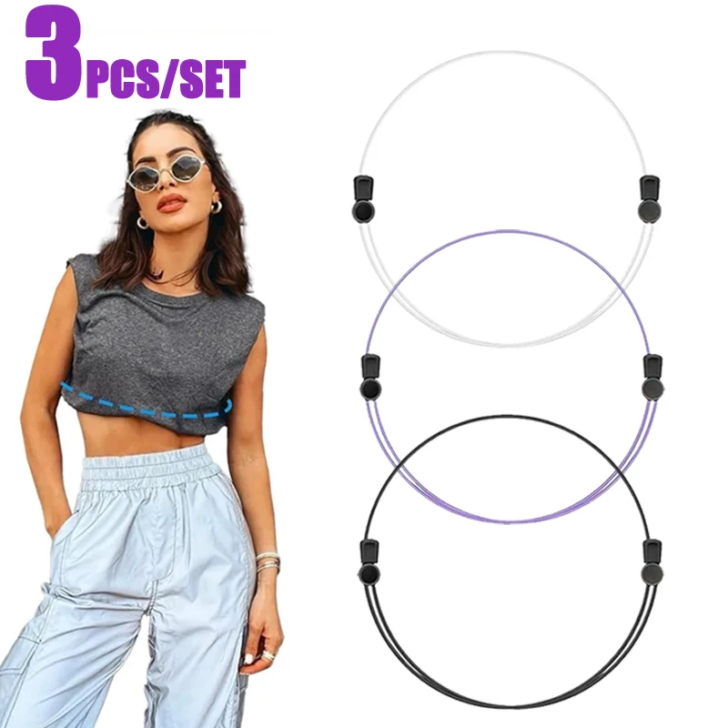 3Pcs Adjustable Band Crop Tuck Tool, Black Elastic Crop Tuck For Sweater, Shirt, Summer Crop Tops Adjustable Band Invisible Belt