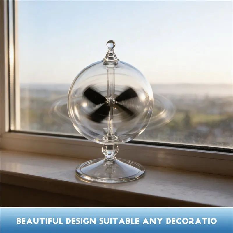 ABJN-Solar Crookes Radiometer Glass Windmill Handmade For Party Home Decoration Gift Transparent