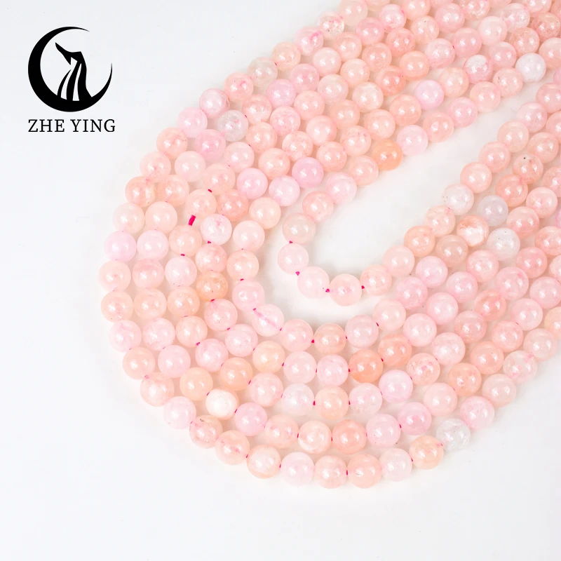 6/8MM Natural Stone Pink Morganite Beads Turquoises Round Loose Spacer Crystal Beads For Jewelry Making DIY Bracelets Necklaces