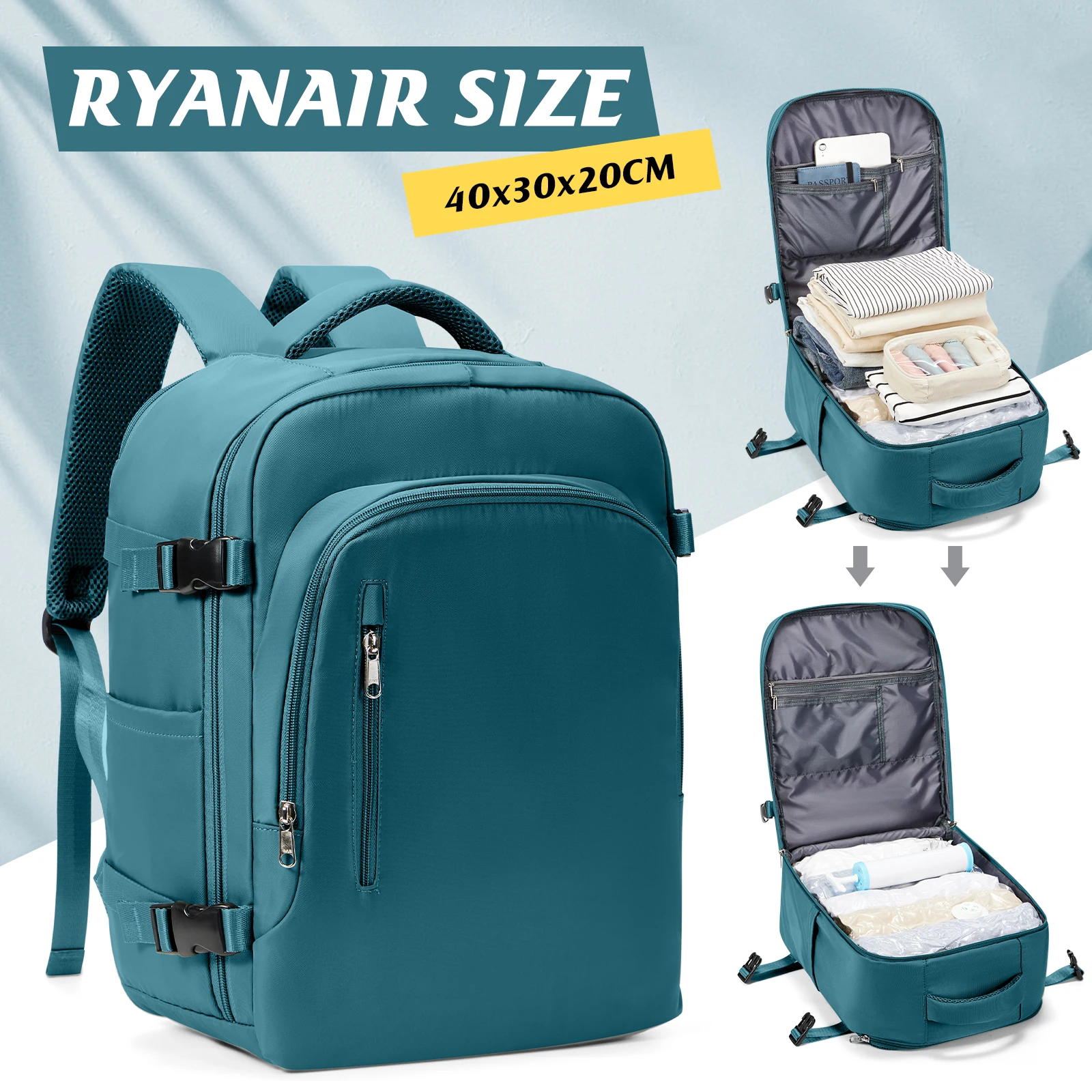 Ryanair Hand Luggage 40x30x20 Travel Backpack for Women Men Casual Backpack, got bag rucksack，Bagage Cabine 40x30x20, Work Bag
