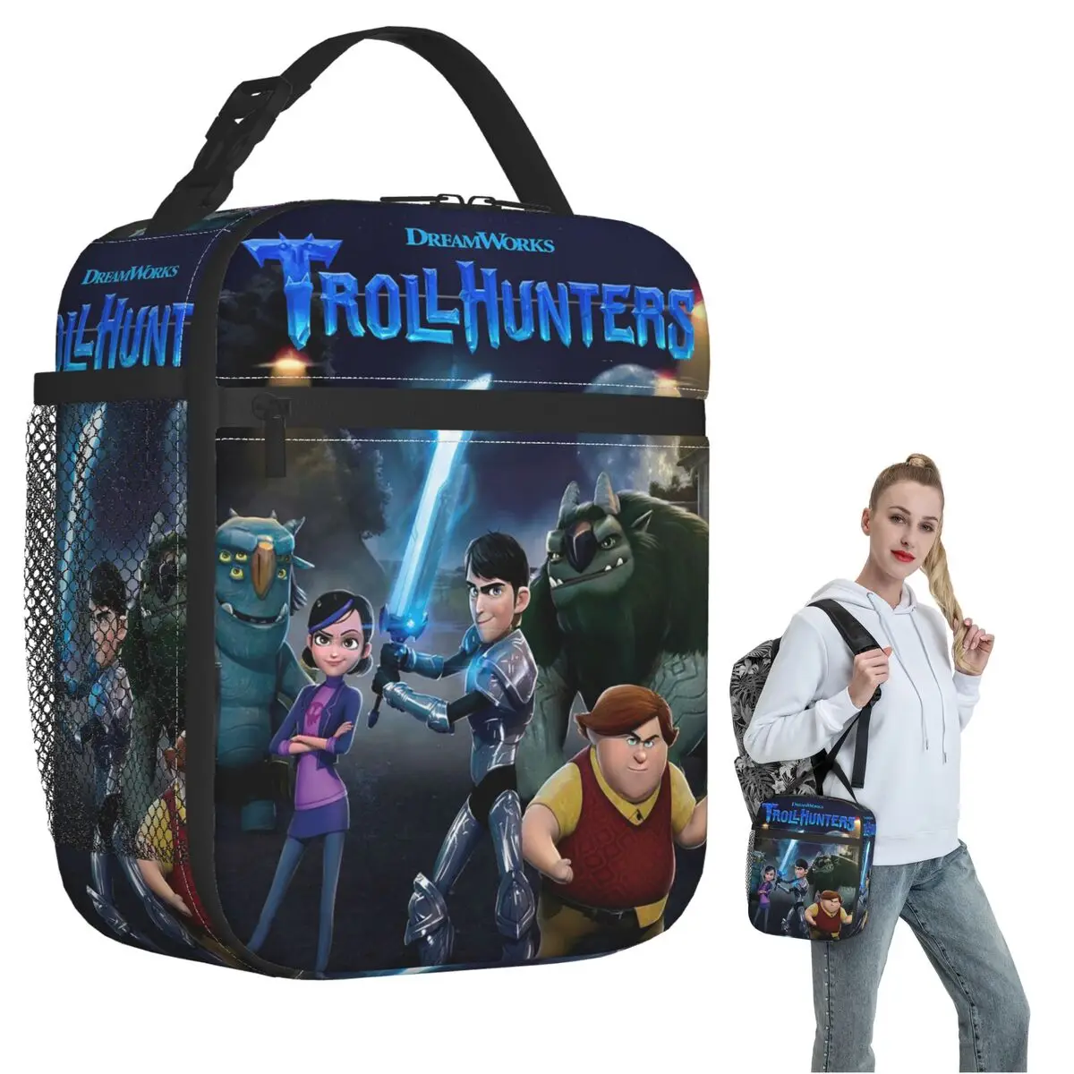 

Изолированная сумка для обеда с рисунком TrollHunters для женщин и детей, герметичные контейнеры для еды, термосумка для обеда
