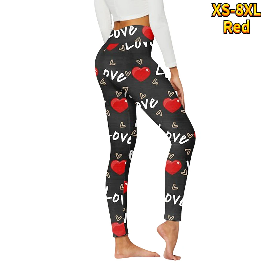 Women\'s Basic Love Diagrame Printed Yoga Pants Elastic Yoga Leggings Gym Jogging Fitness Clothes Quick Dry Slim Pants XS-8XL