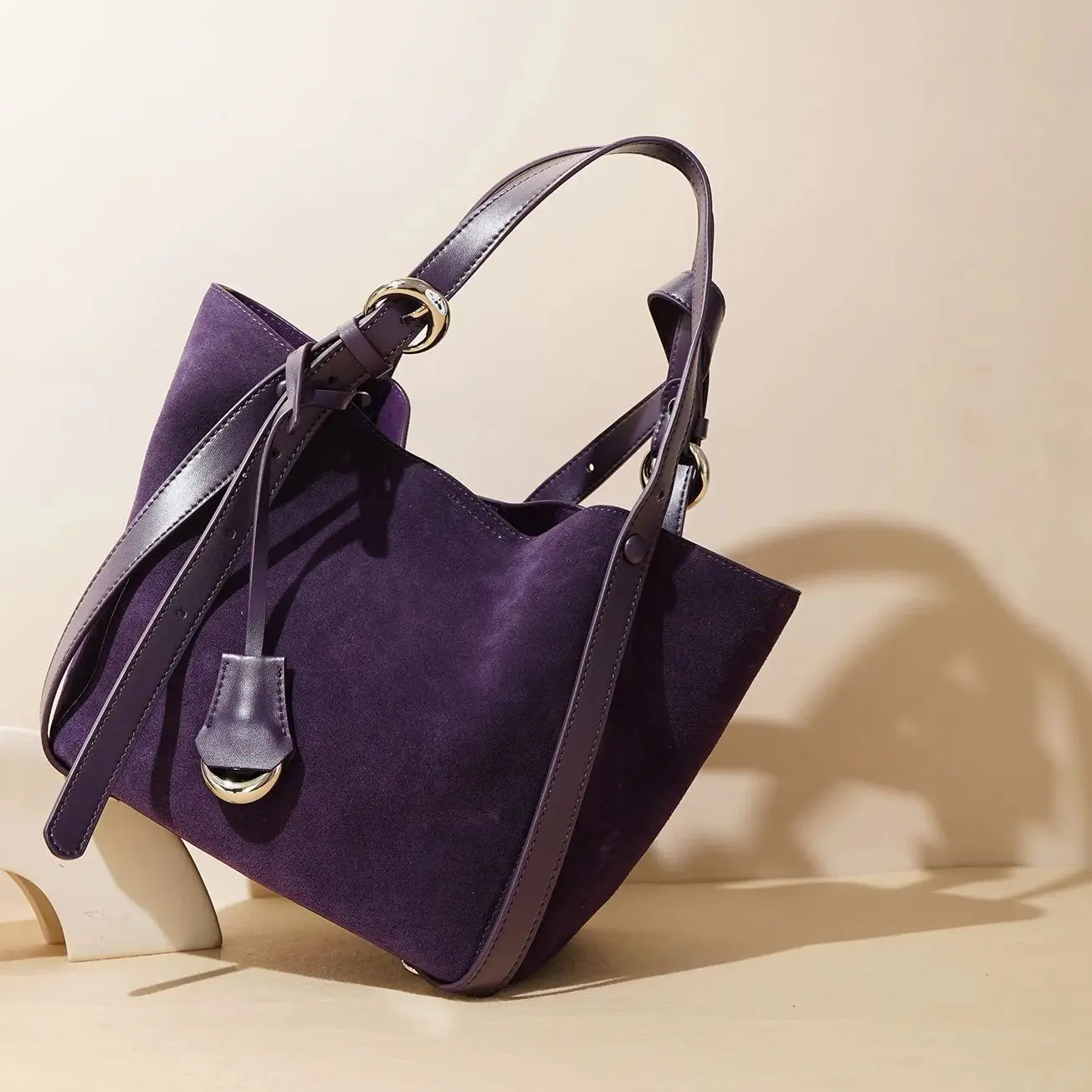 

High Quality Genuine Leather Bucket Bag Cowhide Shoulder Handbags For Women Brand Design Fashion Large Capacity bag