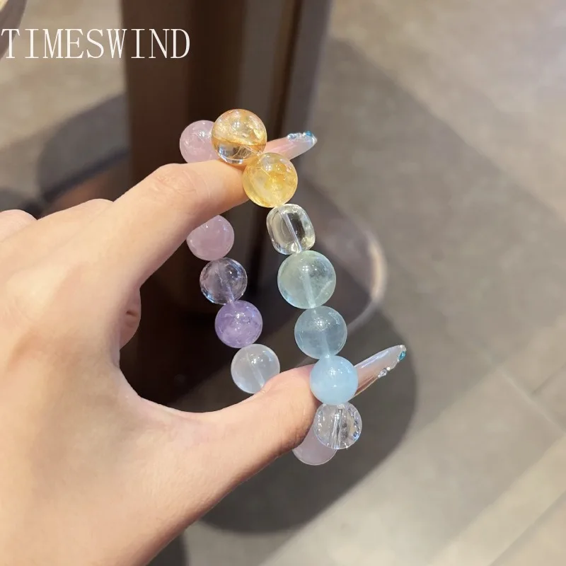 TIMESWIND Original Crystal Blue Yellow White Pink Round Beaded Women Bracelet Fashion Jewelry with Certificate