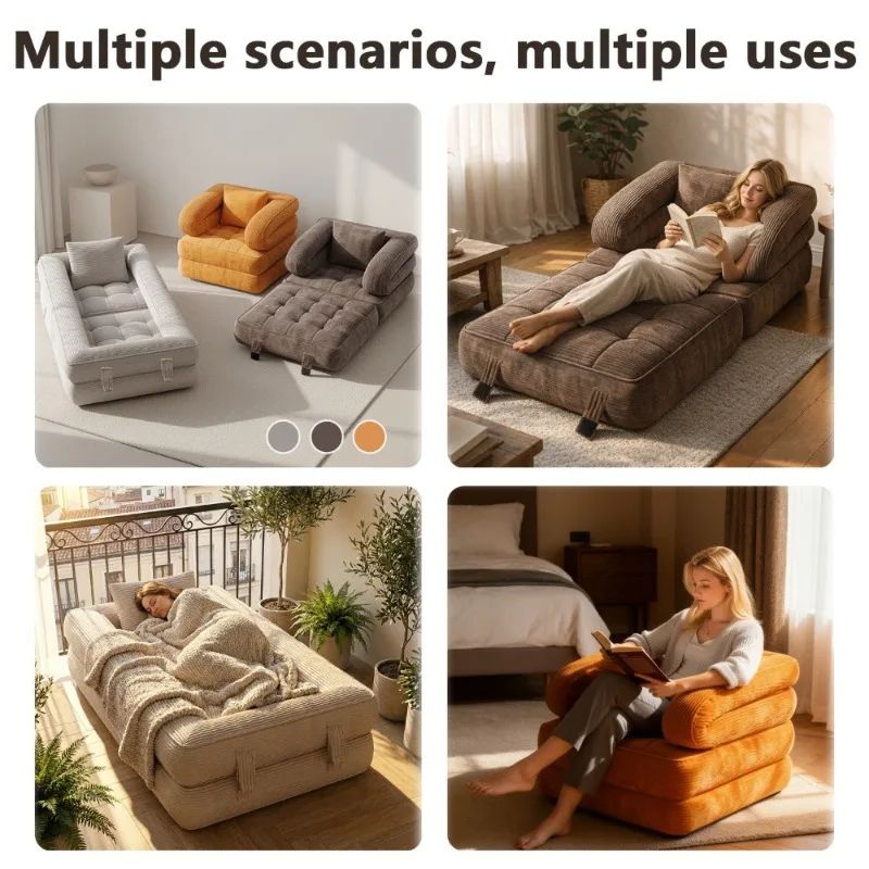 Vacuum compression sofa two-in-one foldable sofa bed living room tatami single lazy sofa